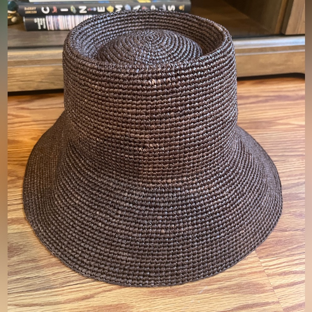 Janessa Leone Brown Woven Bucket Hat